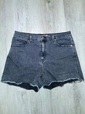 Levi Strauss Signature Heritage High Rise Jean Shorts Size 14 W32 Black Denim